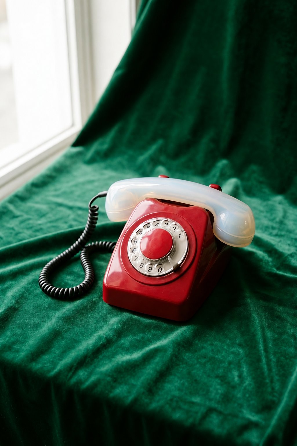 The same telephone with only the receiver changed into milky opal
glass