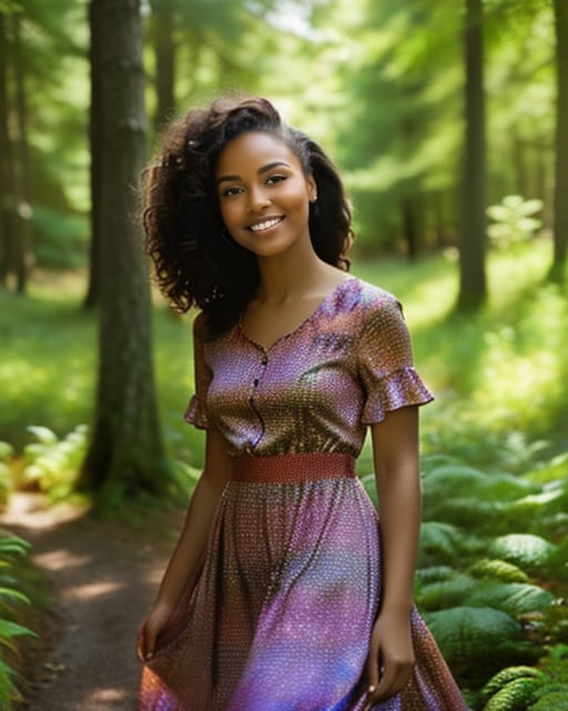 Energetic tropical adventurer, rainforest backdrop, lush greenery, and waterfalls.