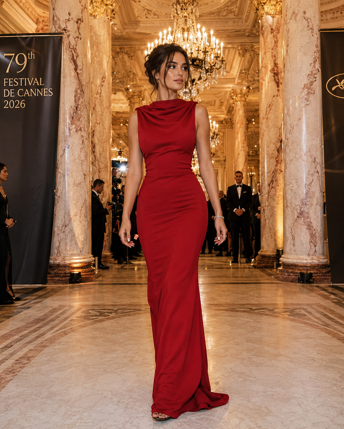 Cannes AI after-party portrait with luxury editorial styling