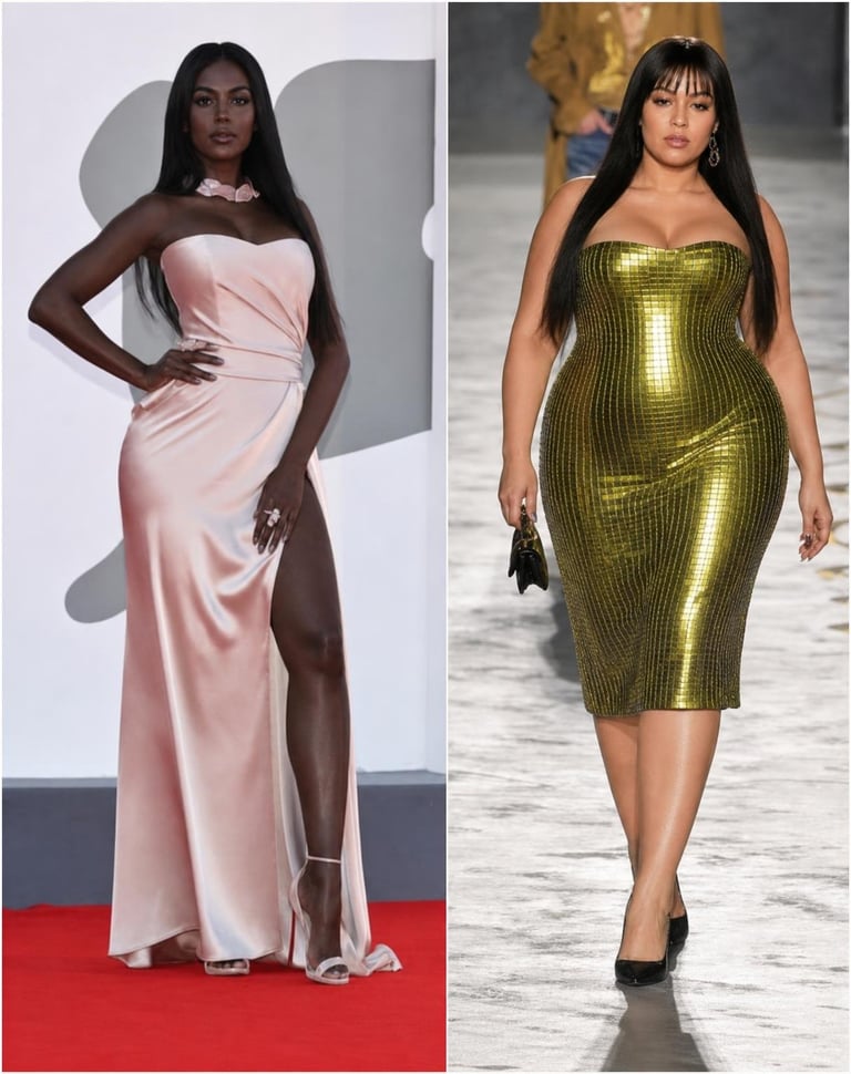 STRICT EDIT — change ONLY body fat and skin colour between the two women.
Swap t