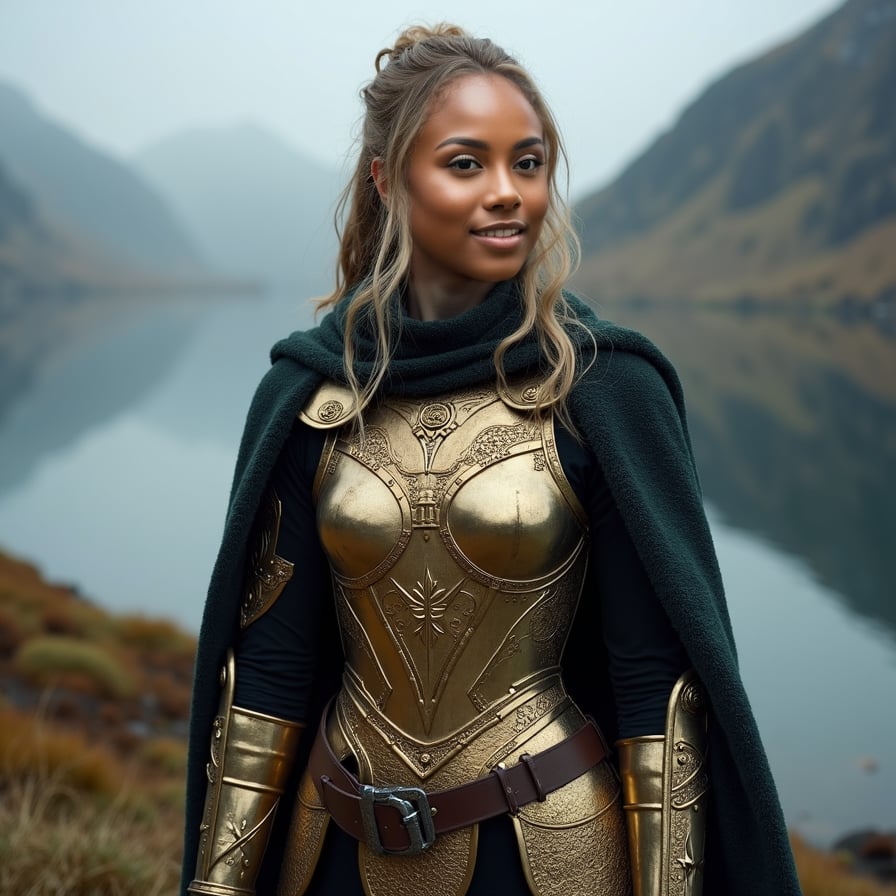 woman in golden outfit