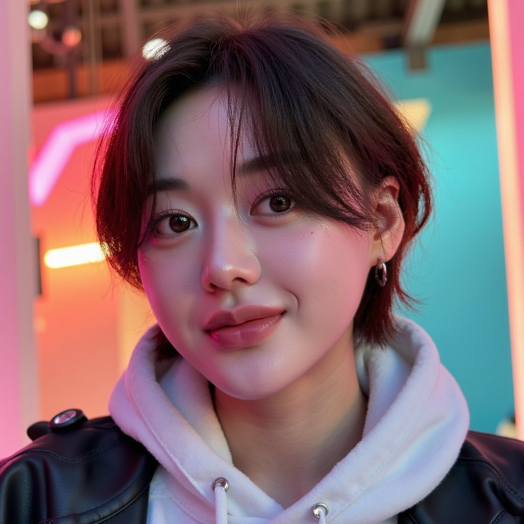 Close-up headshot of a singer-songwriter with tousled hair, casual hoodie, faint smile, soft sunset lighting — quiet and personal like Ed Sheeran’s Play tour