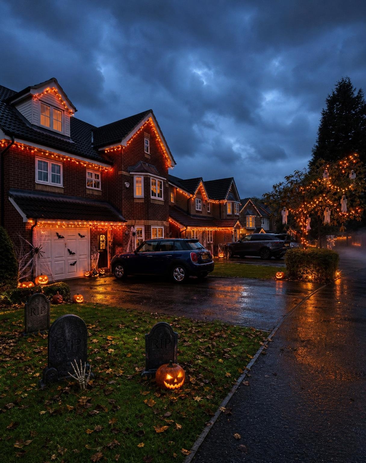 Transform the uploaded residential neighborhood photograph into an ultra-realist