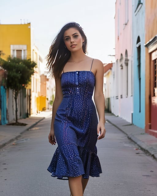 Dynamic urban explorer, bustling streets, graffiti art walls, and streetlights.