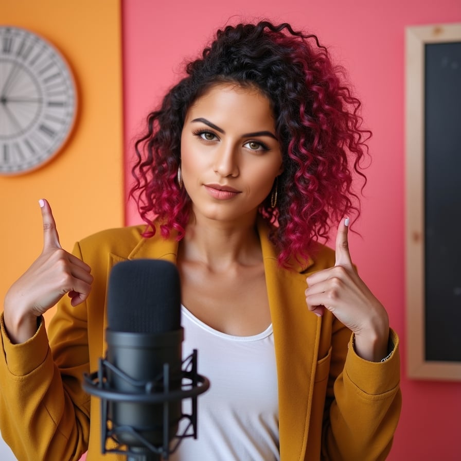 woman with a warm and knowledgeable expression, styled for an educational video. She is wearing professional or semi-casual attire, possibly holding a pen or tablet. The background features subtle geometric designs or a chalkboard effect