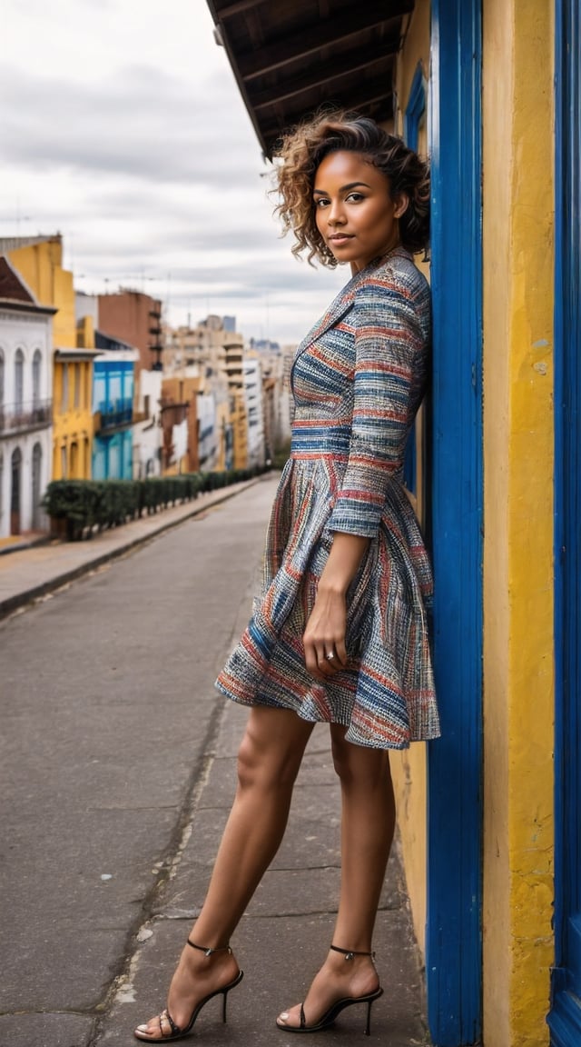 Dynamic urban explorer, bustling streets, graffiti art walls, and streetlights.