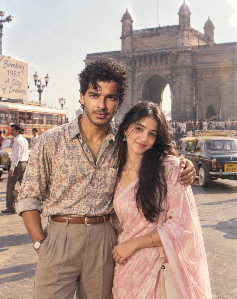 AUTHENTIC 1980s MUMBAI COUPLE PHOTOGRAPH - GATEWAY OF INDIA: 4:5 vertical portra