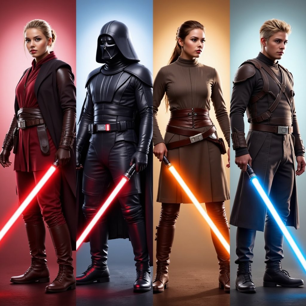 4 avatars side-by-side – Jedi, Sith, Rebel, Bounty Hunter