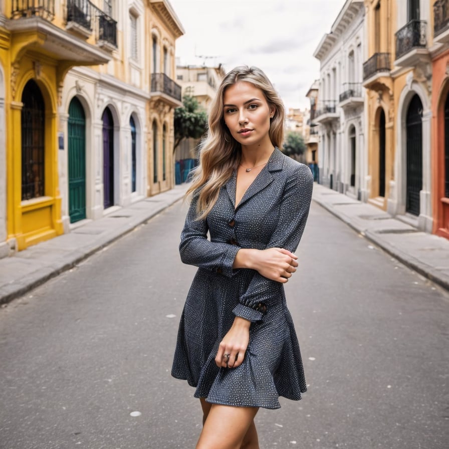 Dynamic urban explorer, bustling streets, graffiti art walls, and streetlights.