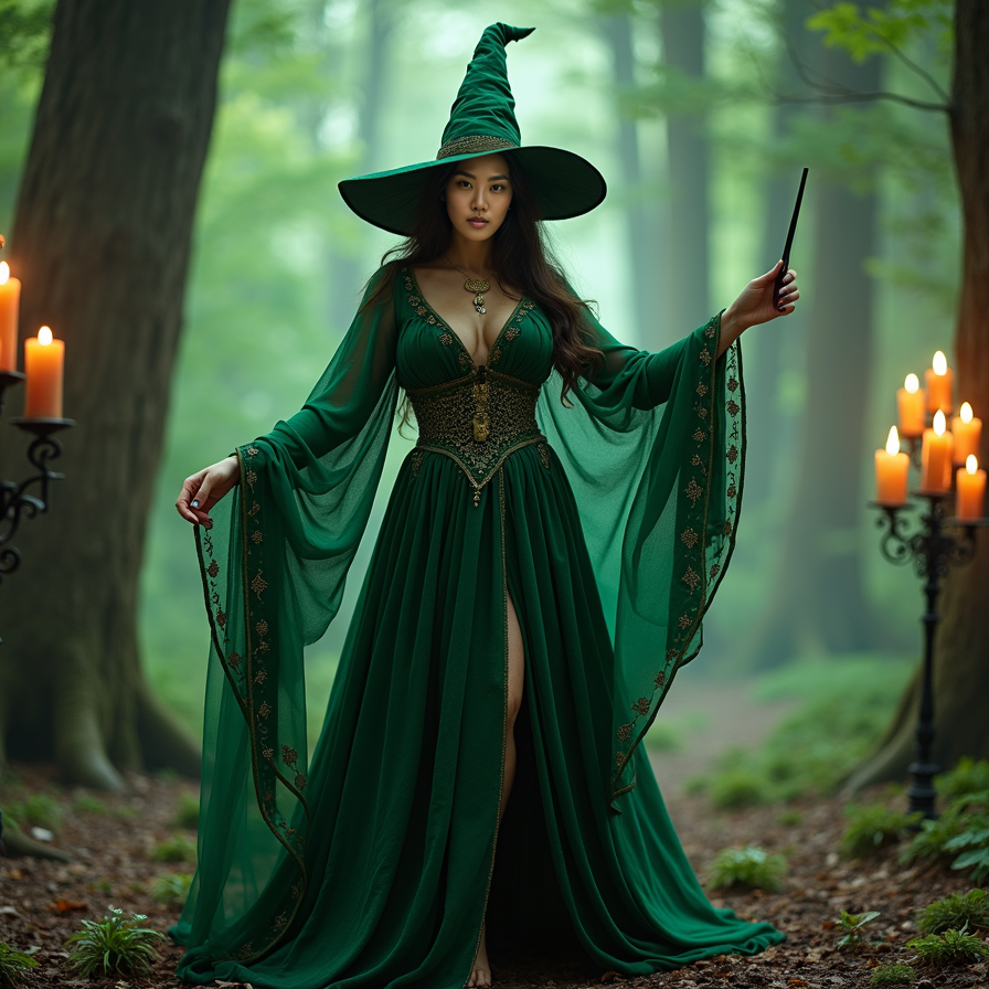 woman in green outfit