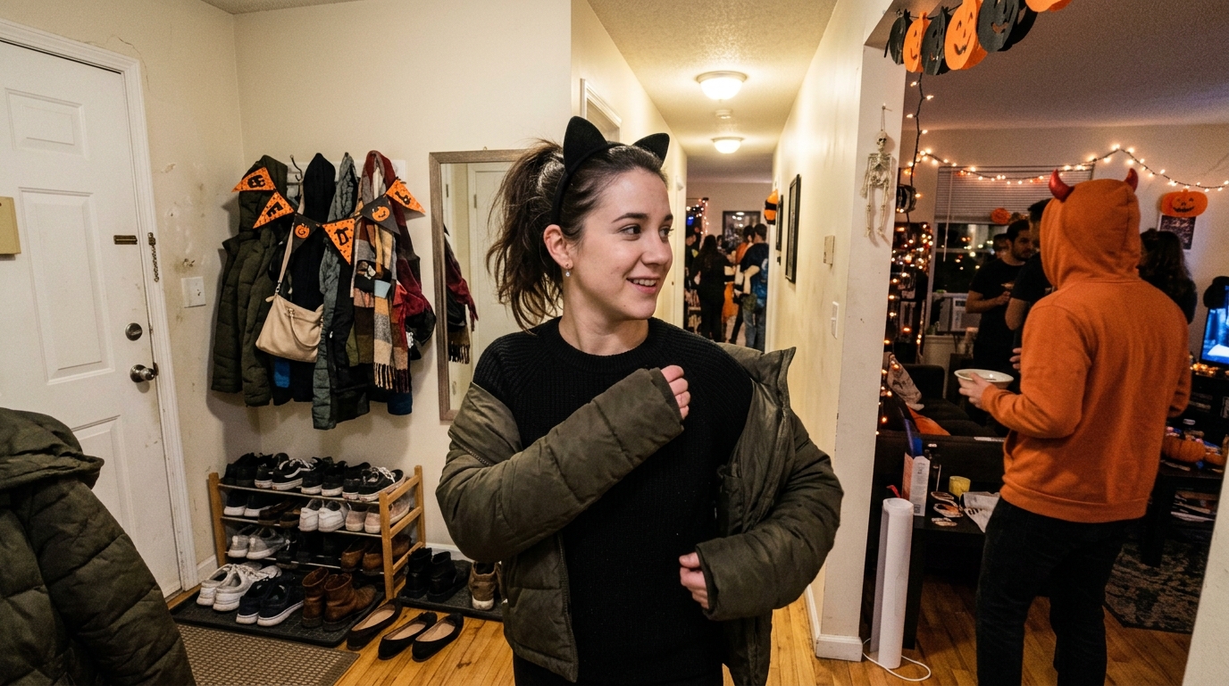 Candid Halloween portrait with a restrained expression