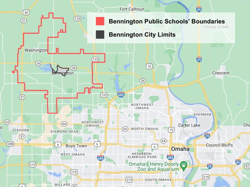 Map of Bennington City Limits and School District Boundary
