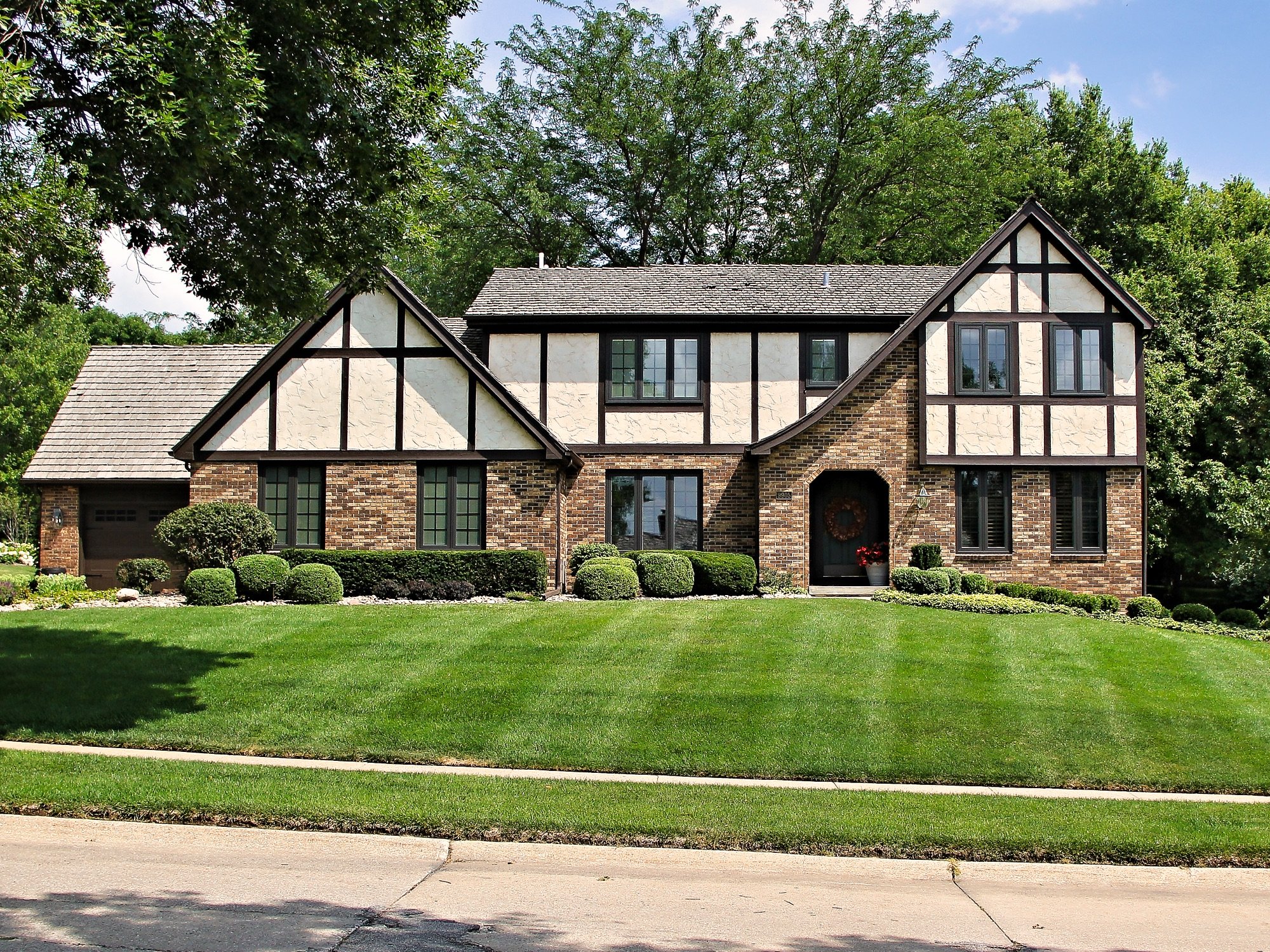 A tudor style home in Regency neighborhood in Omaha, Nebraska