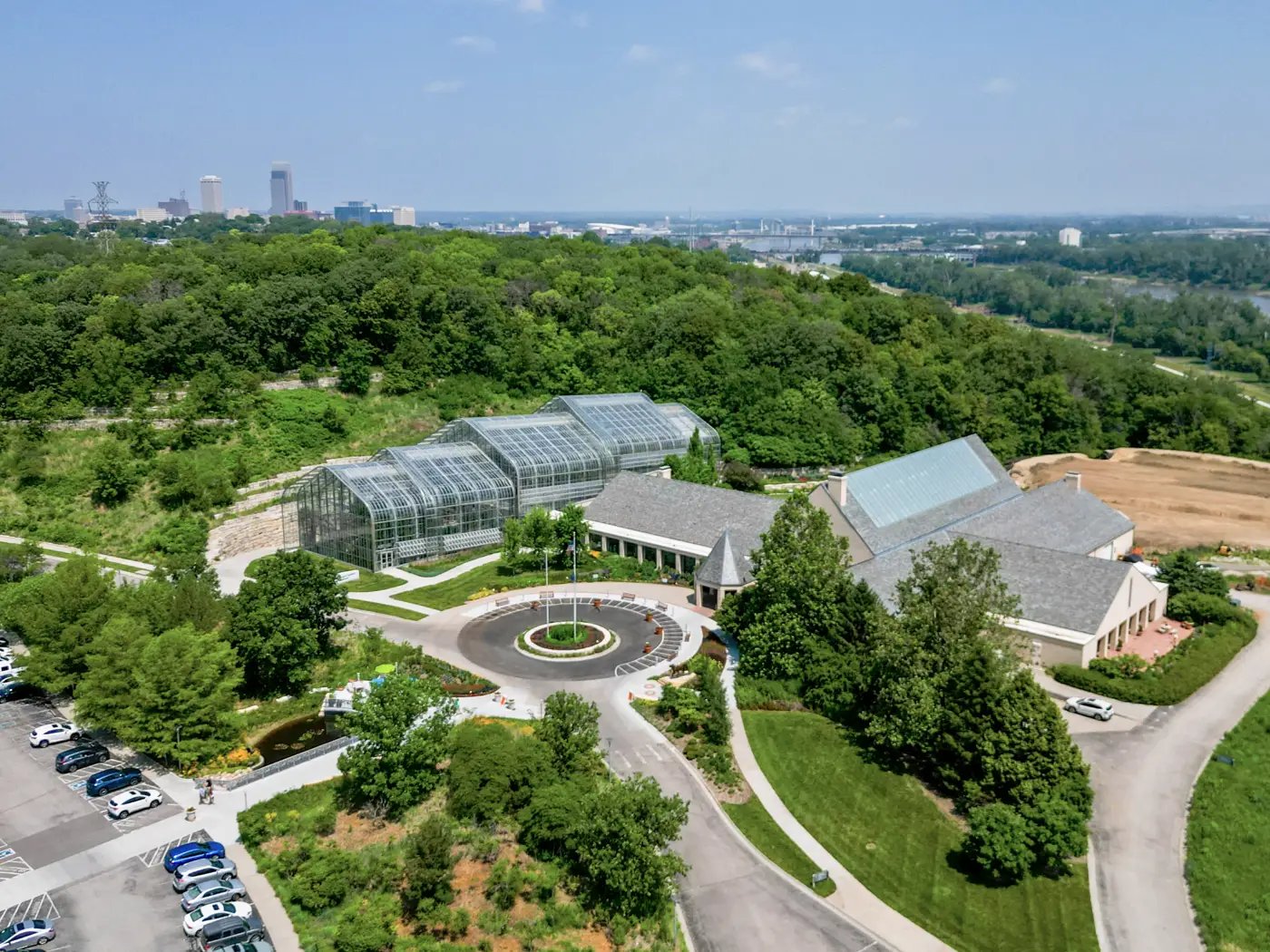 Lauritzen Gardens with Downtown Omaha in the Background