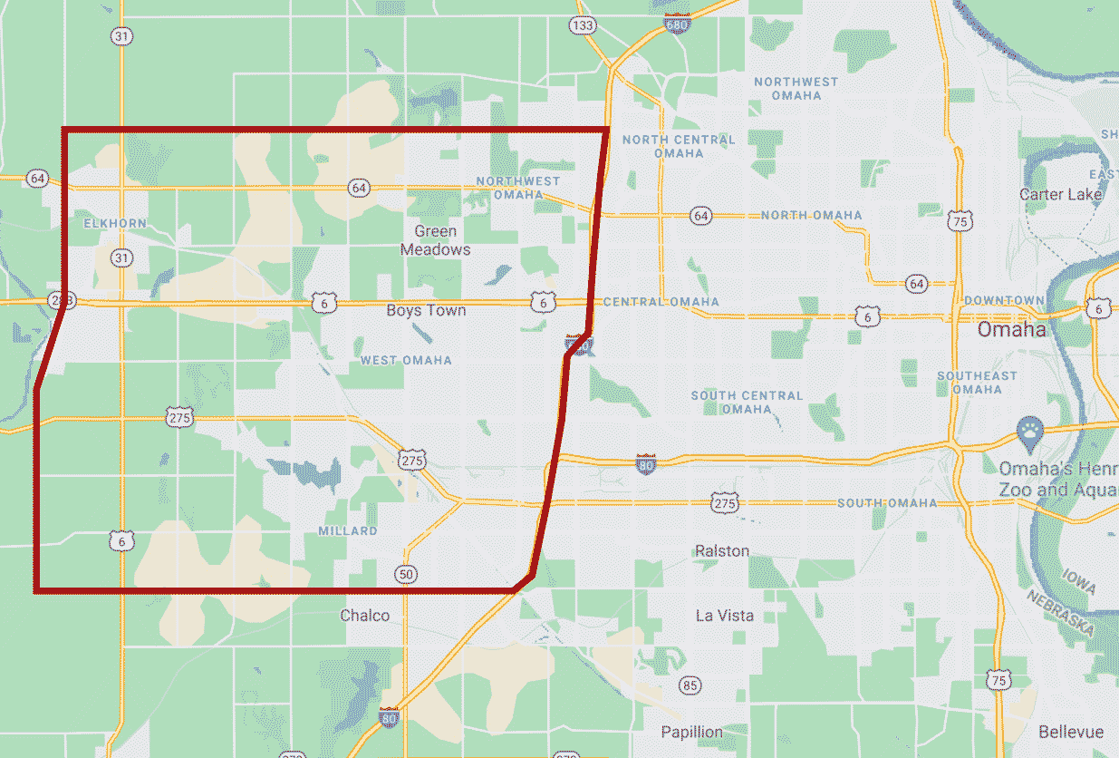 Map of West Omaha Boundaries