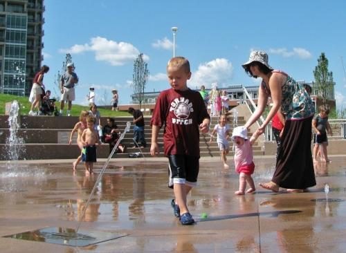 Splash Pad at Bob Kerrey Pedestrian Bridge in Omaha, Nebraska