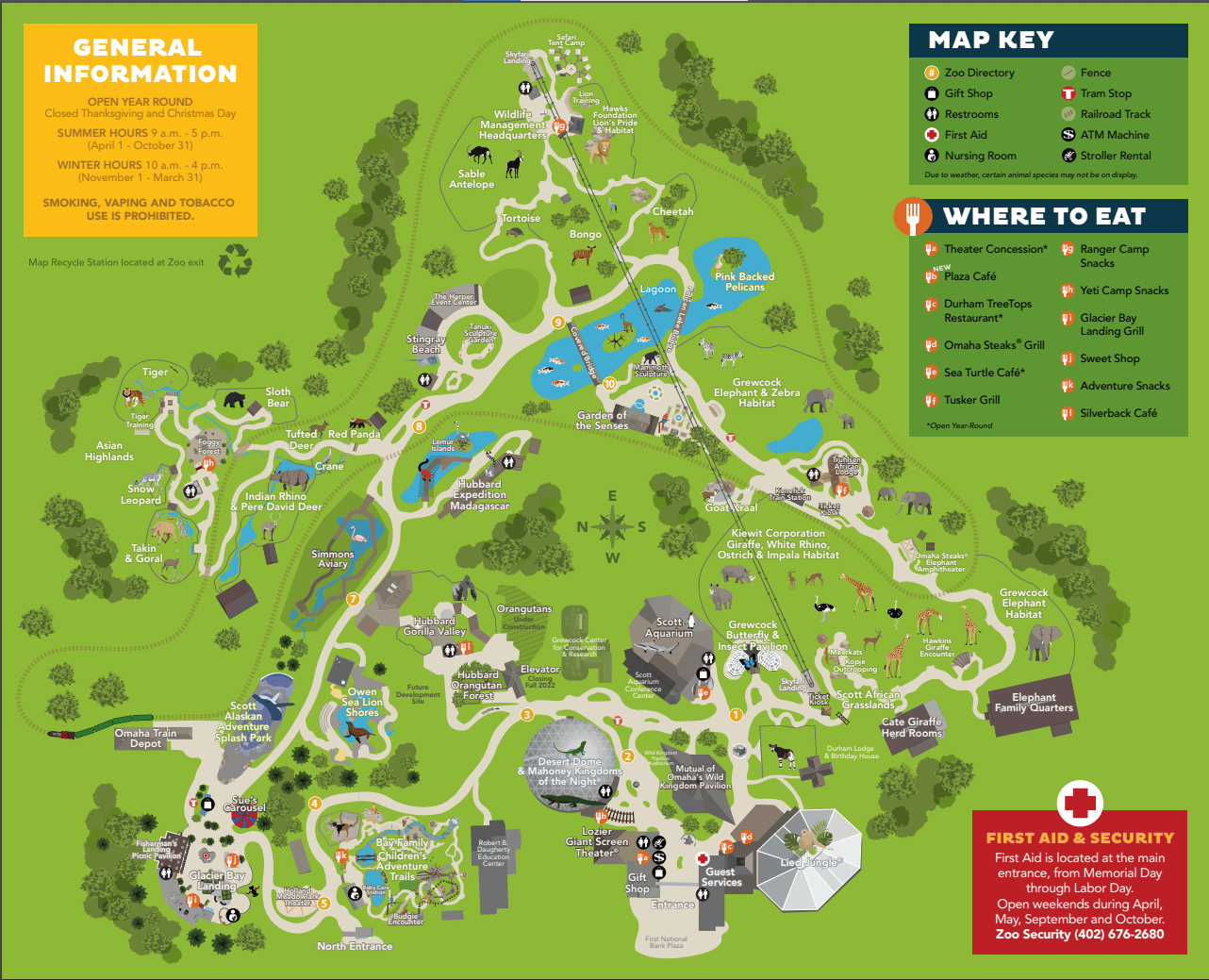 Illustrated map of the Henry Doorly Zoo and Aquarium.