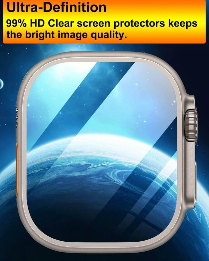 מארז של 2 מגני מסך מזכוכית מחוסמת עבור Apple Watch Ultra 49 מ"מ