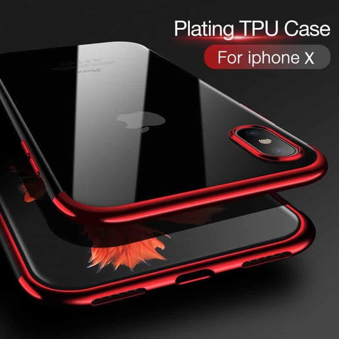 ⁦כיסוי / מגן אדום - שקוף לאייפון XS max⁩ – תמונה ⁦5⁩