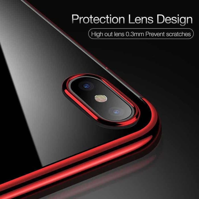 ⁦כיסוי / מגן אדום - שקוף לאייפון XS max⁩ – תמונה ⁦6⁩