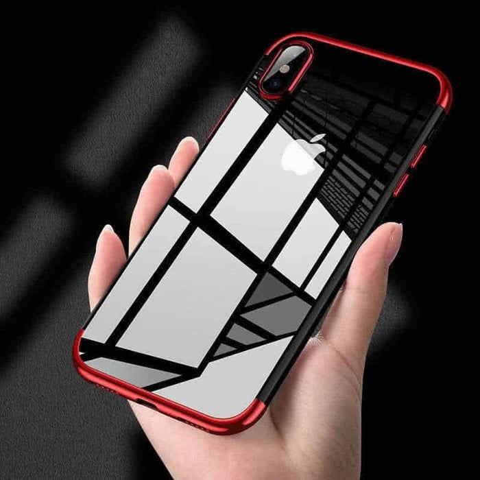 ⁦כיסוי / מגן אדום - שקוף לאייפון XS max⁩ – תמונה ⁦3⁩