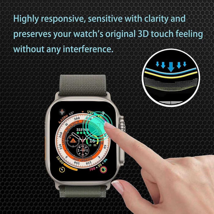 מארז של 4 מגני מסך מזכוכית מחוסמת עבור Apple Watch Ultra 49 מ"מ