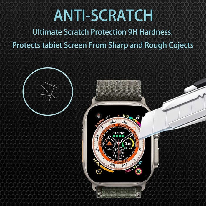 מארז של 4 מגני מסך מזכוכית מחוסמת עבור Apple Watch Ultra 49 מ"מ