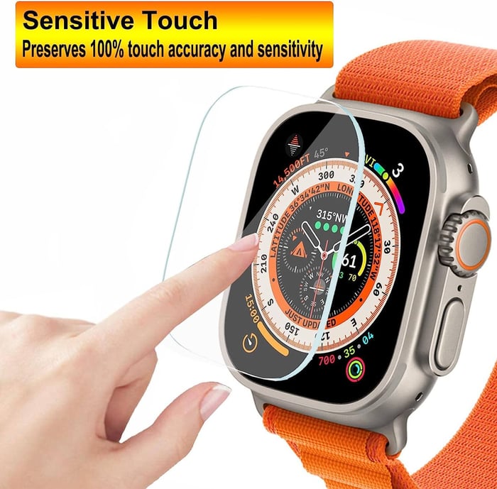 מארז של 2 מגני מסך מזכוכית מחוסמת עבור Apple Watch Ultra 49 מ"מ