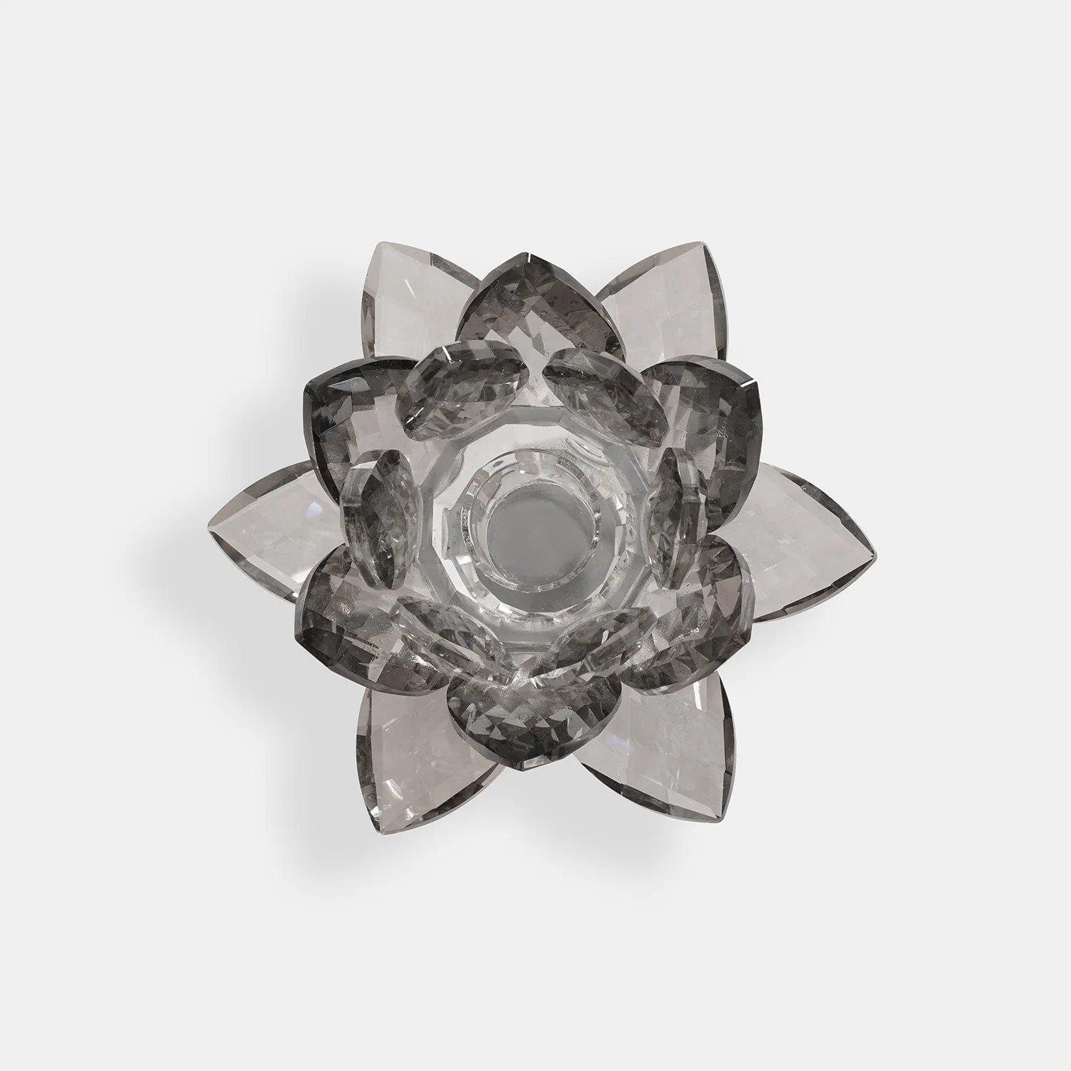Grey Crystal Lotus Shaped Candle Holder thumbnail 4