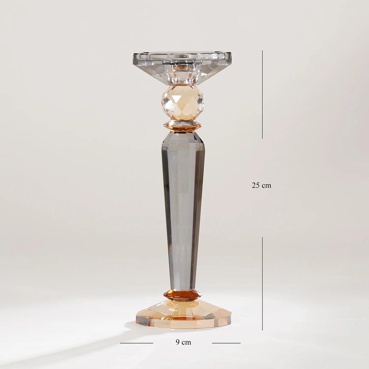 3 Tone Cut Glass Tall Candle Holder thumbnail 3