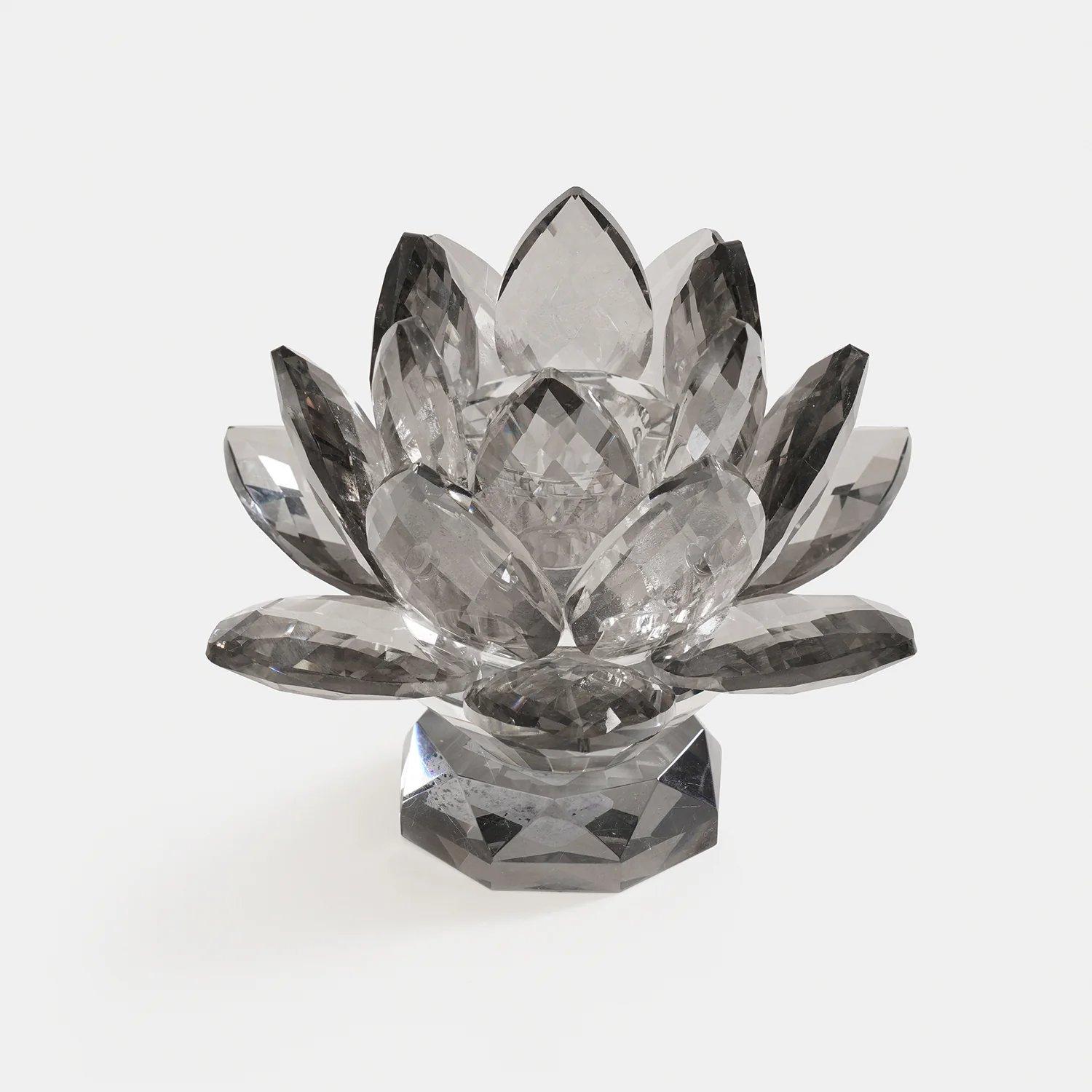 Grey Crystal Lotus Shaped Candle Holder thumbnail 5