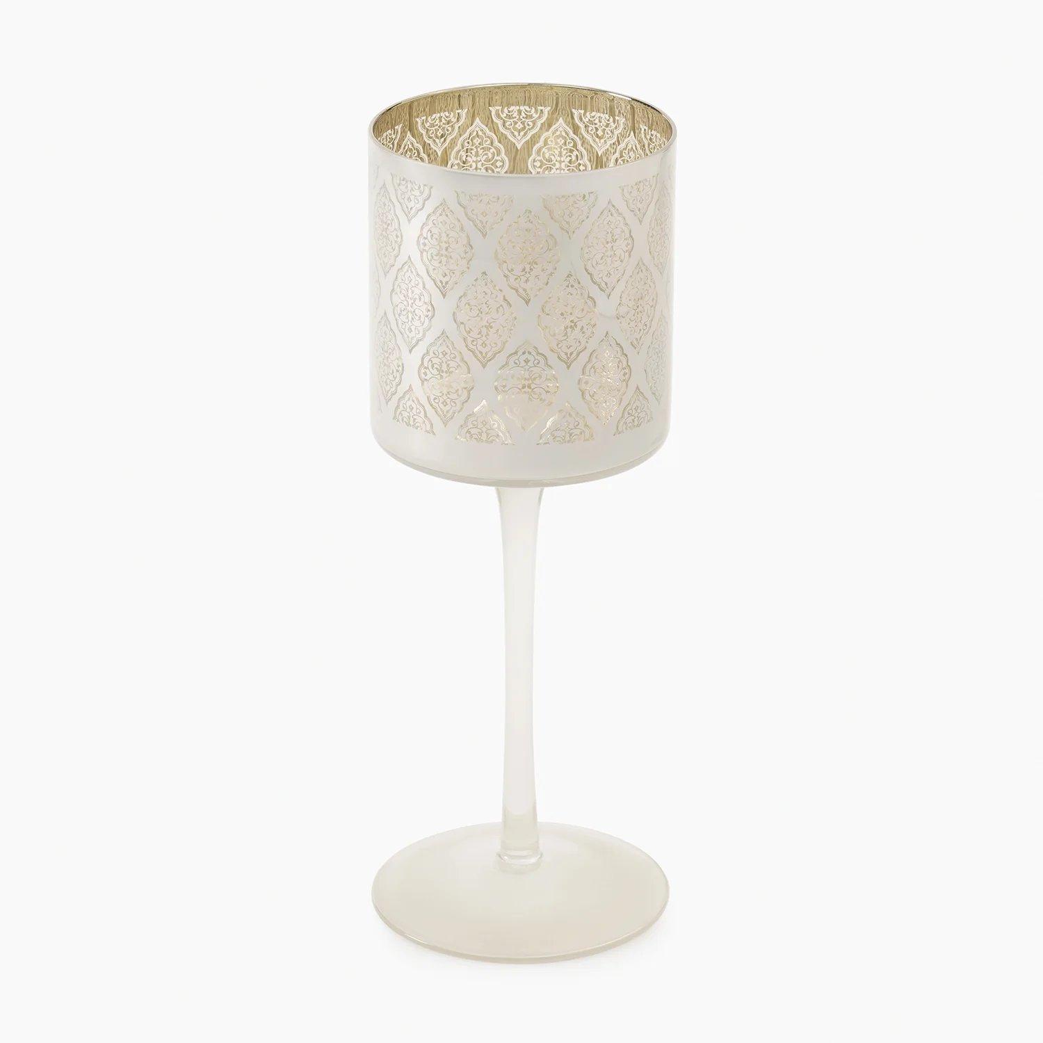 Peral Pattern Glass Stem Candle Holder - Medium thumbnail 4