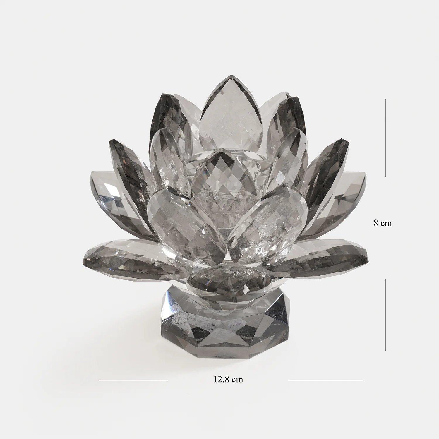 Grey Crystal Lotus Shaped Candle Holder thumbnail 2