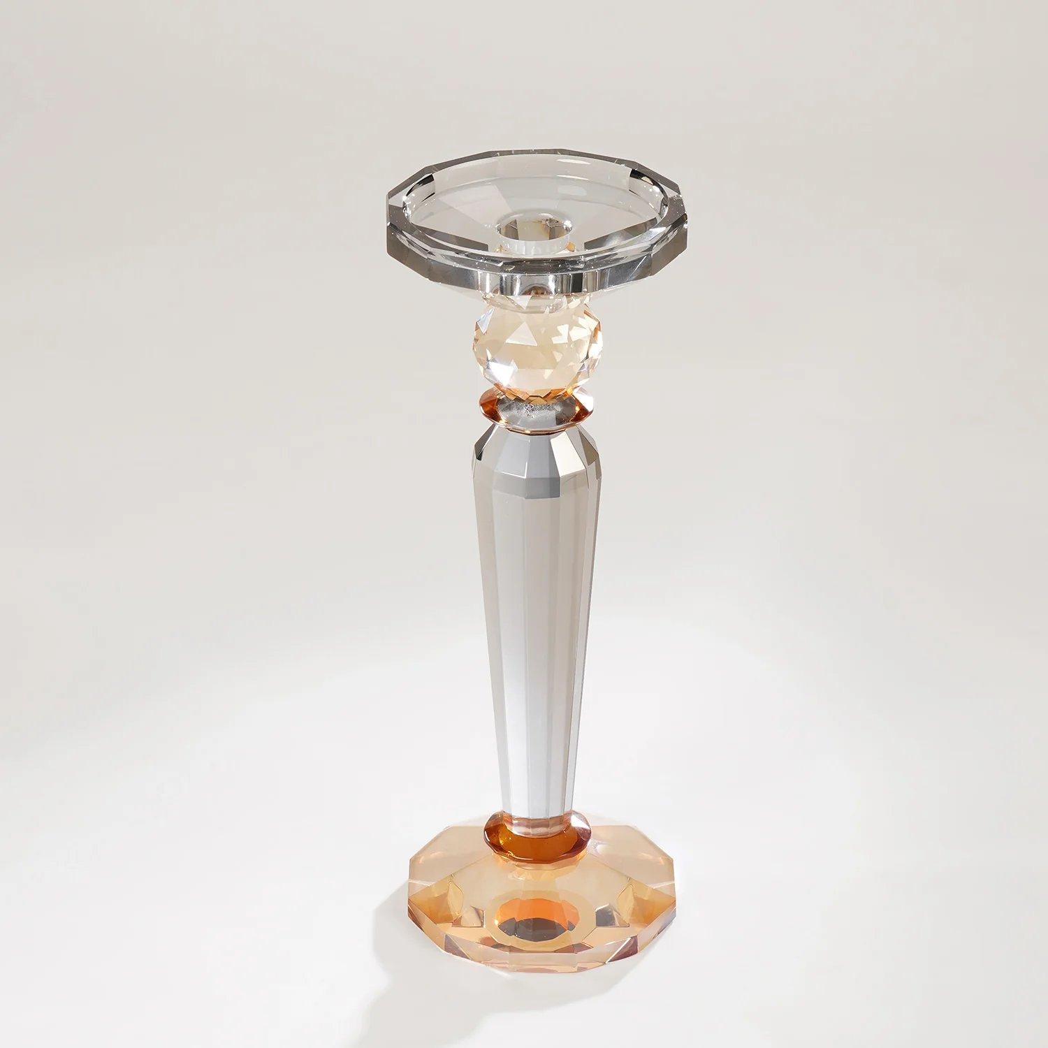 3 Tone Cut Glass Tall Candle Holder thumbnail 5
