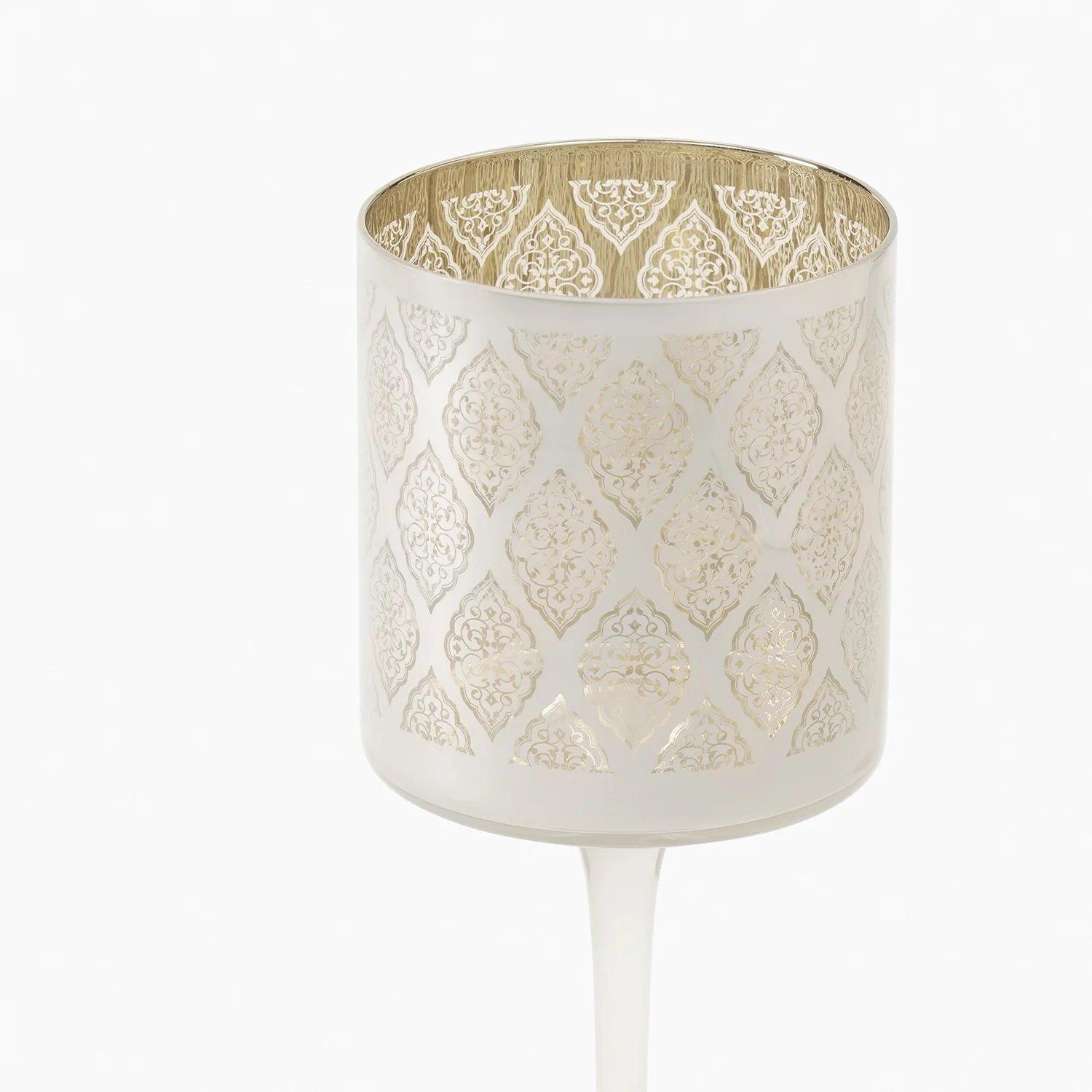 Peral Pattern Glass Stem Candle Holder - Medium thumbnail 3