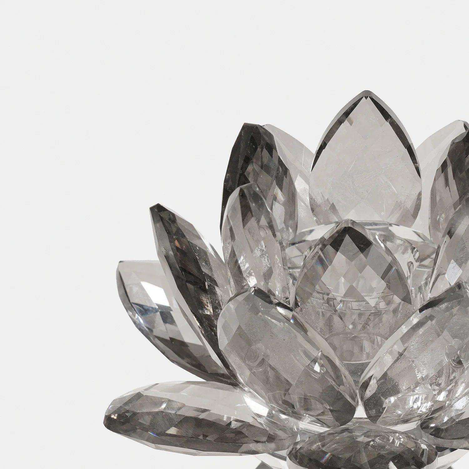 Grey Crystal Lotus Shaped Candle Holder thumbnail 3