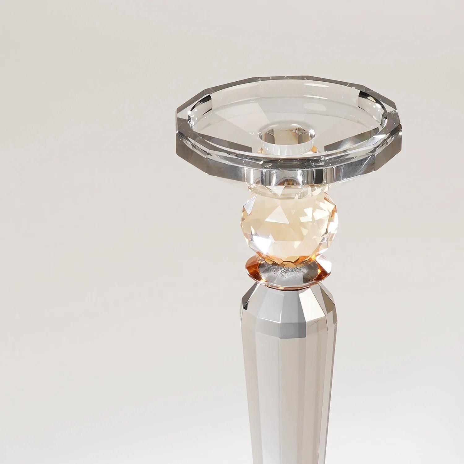 3 Tone Cut Glass Tall Candle Holder thumbnail 4