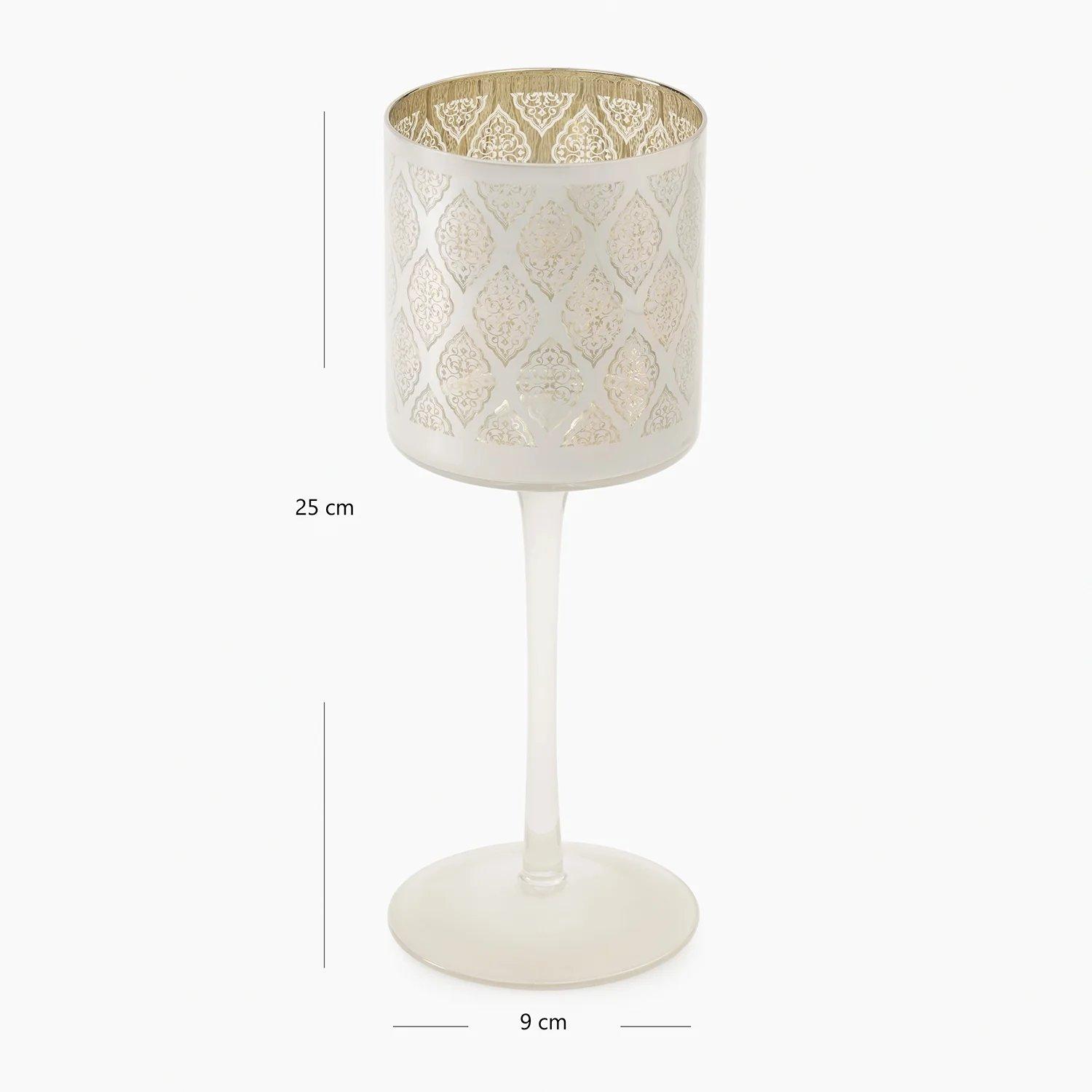 Peral Pattern Glass Stem Candle Holder - Medium thumbnail 2