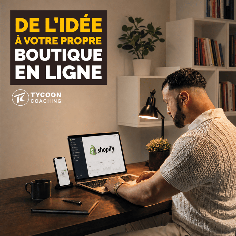 Taifun Kemerci travaille sur son ordinateur portable pour gérer sa boutique en ligne Shopify.