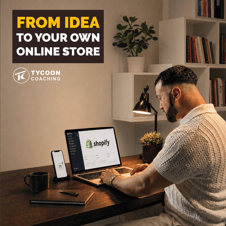 Taifun Kemerci is working on his Shopify online store on his laptop.
