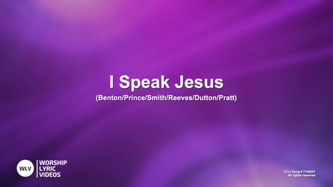 I Speak Jesus (Piano)