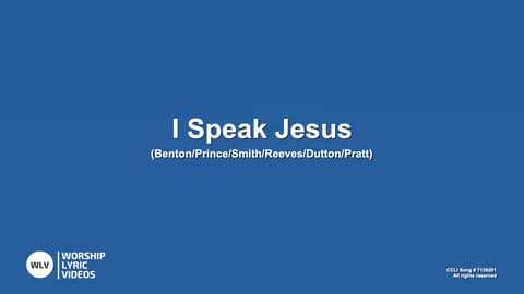 I Speak Jesus (Piano)