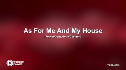 As For Me And My House (Acoustic)