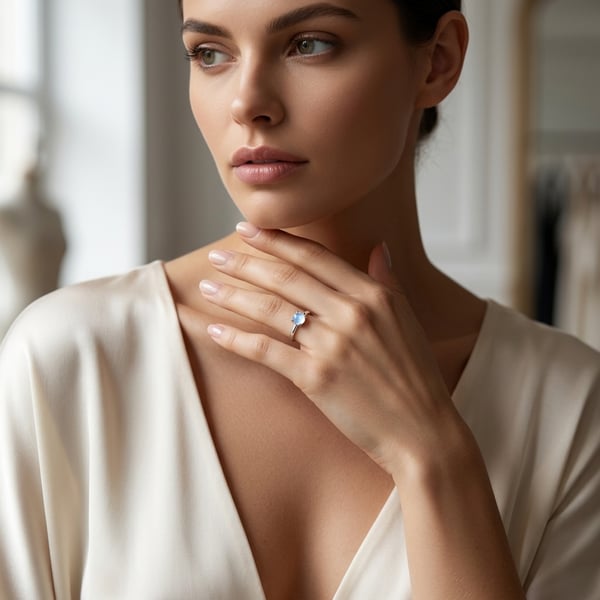 Qamra Silver Moonstone Solitaire Ring