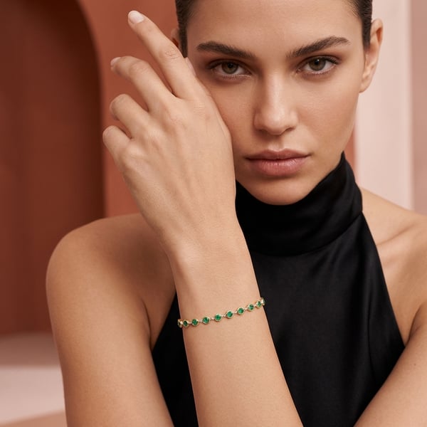 Jayda Mixed Metal Emerald Bracelet