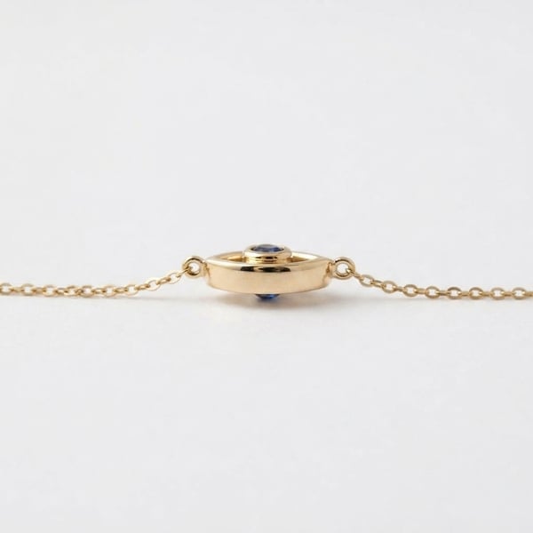 Side view — Sayida 18K Gold Sapphire Evil Eye Necklace