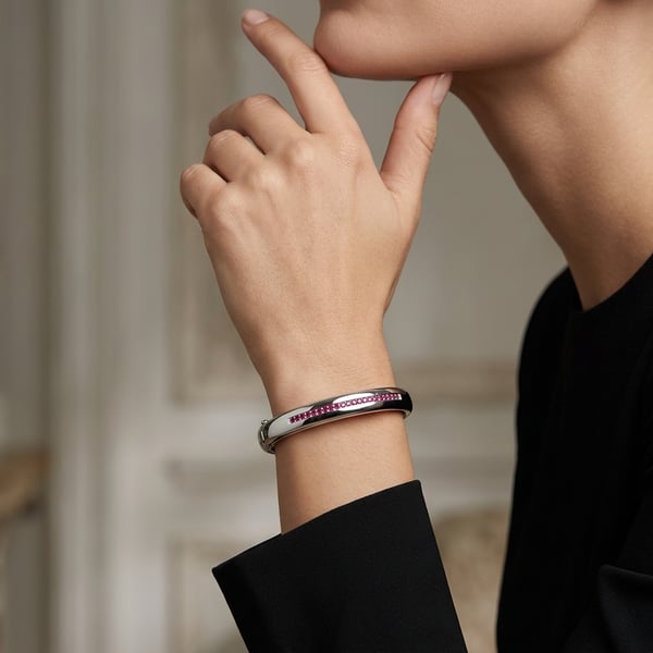 Nazek Silver Ruby Sculptural Cuff Bracelet