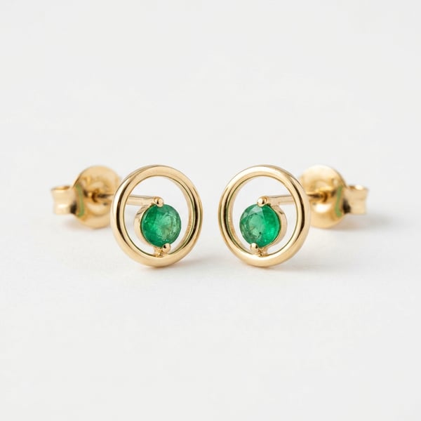 Yamama 18K Gold Floating Emerald Earrings