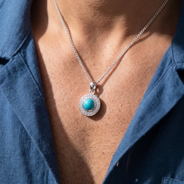 Fadi Turquoise Pavé Sterling Silver Pendant