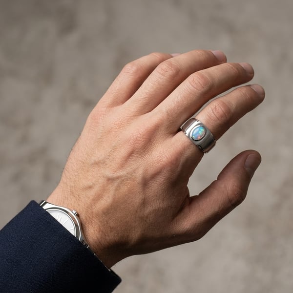 Yazan Opal Solitaire Sterling Silver Ring